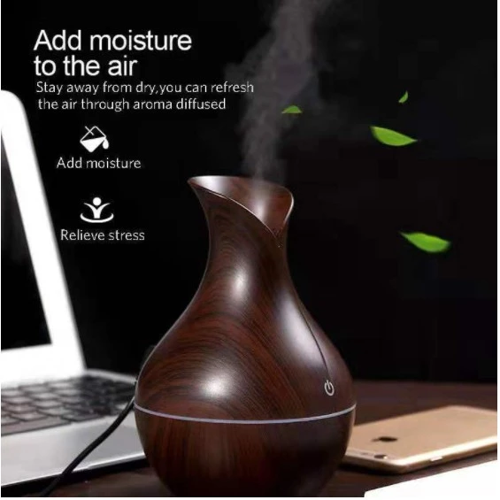Wooden Air Humidifier & Essential Oil Diffuser – Aromatherapy Ultrasonic Humidifier for Home & Office