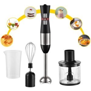 Professional Immersion Hand Blender – Electric Stick Blender with Push Button for Home & Commercial Kitchen Use