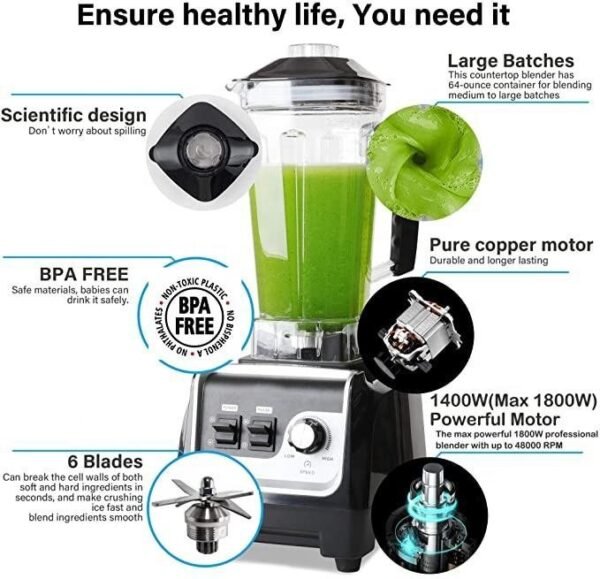 Heavy Duty Commercial Blender – High Power Smoothie Maker & Electric Table Blender for Professional Use