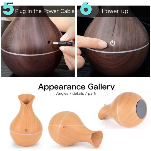 Wooden Air Humidifier & Essential Oil Diffuser – Aromatherapy Ultrasonic Humidifier for Home & Office