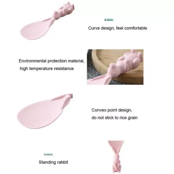 Home Wheat Straw Rabbit Spoon – Stand-Up Non-Stick Rice Spoon for Kitchen Use
